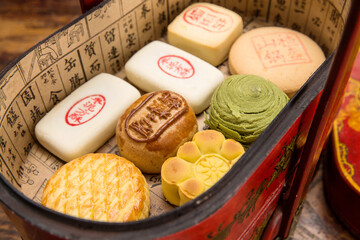 Asian Gourmet Pastry Gift Box with Mooncakes and Traditional Treats