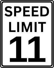 Speed Limit 11 mph Traffic Sign Vector