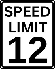 Speed Limit 12 mph Traffic Sign Vector