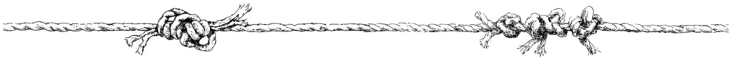 Long twisted rope with knots hand drawn horizontal divider line © Kaz
