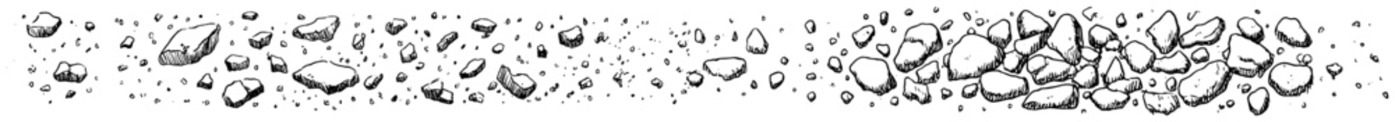 Naklejka na ściany i meble Hand drawn vector banner displaying clustered gravel and small stones