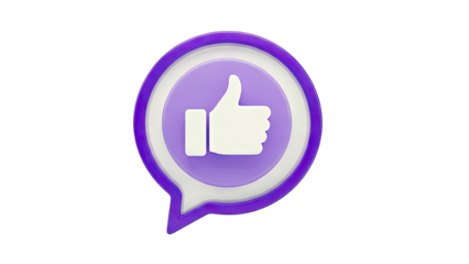 3D Like Icon in Purple Bubble - Social Media Concept
