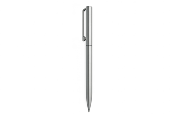 Sleek Silver Pen, writing instrument on a transparent background image.