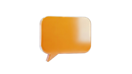 3D Orange Speech Bubble on White Background