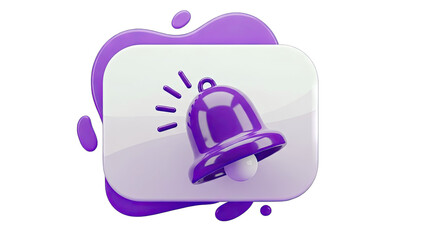 Obraz premium 3D Purple Bell Ringing on Notification Icon