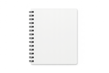Blank notepad with spiral binding on transparent background image.