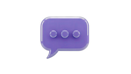 Fototapeta premium 3D Purple Chat Bubble Icon on White Background