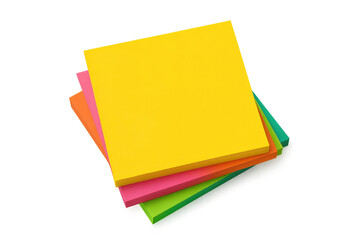 Stack of colorful sticky notes on transparent background studio shot