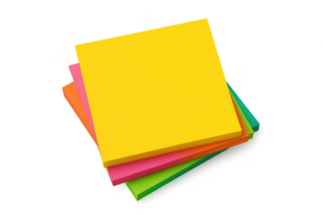 Stack of colorful sticky notes on transparent background studio shot
