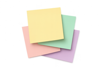 Colorful sticky notes on transparent background for memos and reminders