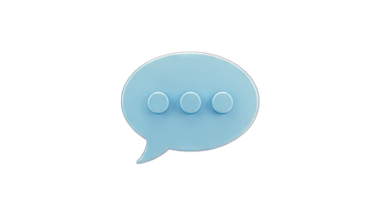 3D Rendered Blue Speech Bubble with Dots on White Background