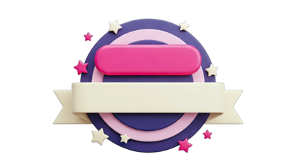 3D Rendered Banner with Stars and Circles on White Background