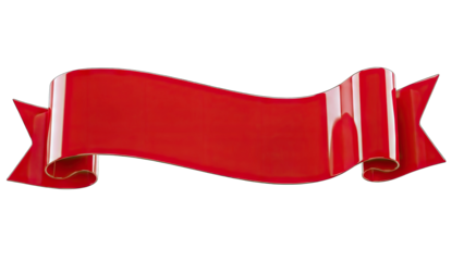 Red Banner Floating on White Background