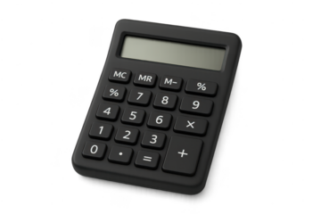 Black calculator on transparent background, for financial calculation