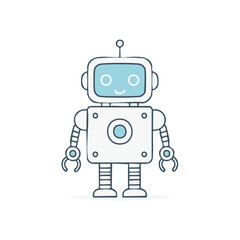 Fototapeta premium Cute Robot Character with Smiling Face and Antenna for Technology or Future Concepts