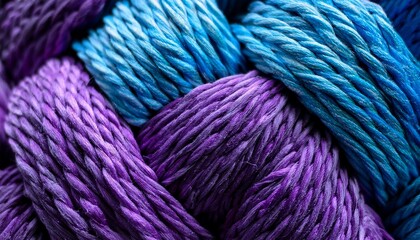 Fototapeta premium close up of vibrant twisted yarn in purple and blue hues