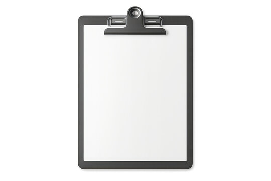 Clipboard with blank white paper on transparent background mockup 3D.