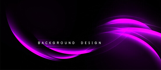 Abstract purple waves over black background. Smooth lines create dynamic, modern design element. Minimalist aesthetic, suitable for digital projects.
