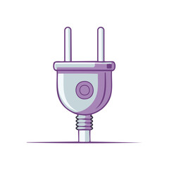 Obraz premium Electric Plug Illustration: Two Pronged Connector with Wire, Energy Transfer, Electrical Current, Power Supply Equipment