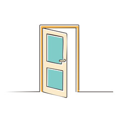 Open Doorway in Simple Line Art Style: Modern Symbol of Opportunity and New Beginnings