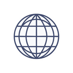 Earth Globe Icon with Meridians and Parallels for Global Communication Design