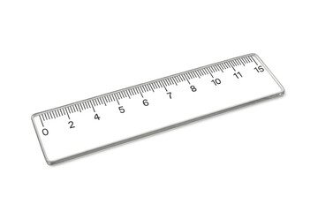 Gray ruler with numbers and a transparent background on black plane.