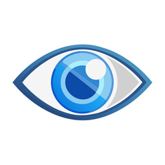 Stylized Blue Eye Illustration with Pupil and Iris for Vision or Surveillance Concept