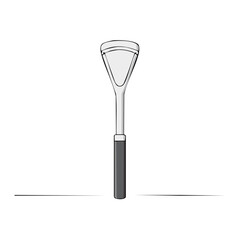 Fototapeta premium Illustration of a silver and black salad spatula in a simple isolated setting Cooking utensil drawing