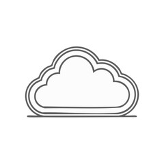 Cloud Outline Illustration, Simple Graphic Weather Forecast Element