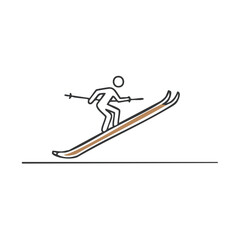 Fototapeta premium Linear Skier Downhill Sport Illustration Simple Alpine Skiing Icon Minimalist Art