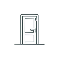 Simple Line Art Illustration of a Closed Doorway for Home Interior Access Concept
