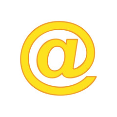 Obraz premium Golden At Symbol Icon for Email or Internet Address Illustration, Isolated Graphic Symbol for Contact or Digital Communication