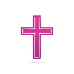 Fototapeta premium Pink Cross Religious Symbol Isolated Simple Faith Design Christianity Illustration Decoration