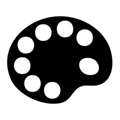 Fototapeta premium Black Paint Palette with White Circles Art Supply Minimalist Design Vector Illustration