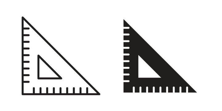 Triangle ruler icon pictogram in trendy outline style. icon, sign or symbol.