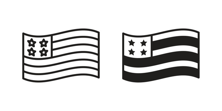 USA flag icon pictogram in trendy outline style. icon, sign or symbol.