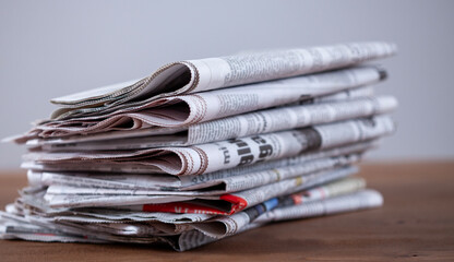 stack of newspapers isolated