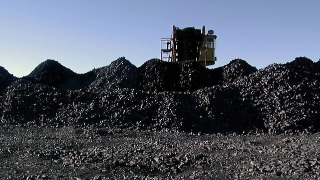 Iron Ore Stockpile With Industrial Stacker at Open Pit Mine, Patagonia - 4K