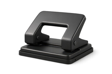 Black paper hole puncher on transparent background, office equipment