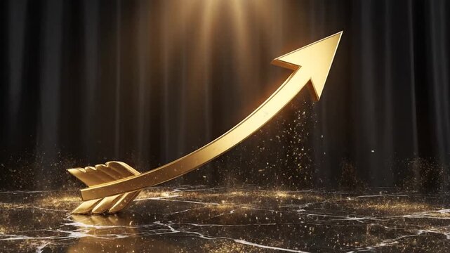 Golden Success - Trophy and Arrow Symbolizing Achievement and Growth.