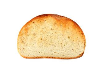 Browned toast bread slice isolated on white