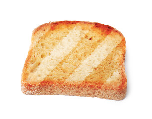 Toast bread slice with grill marks isolated on white