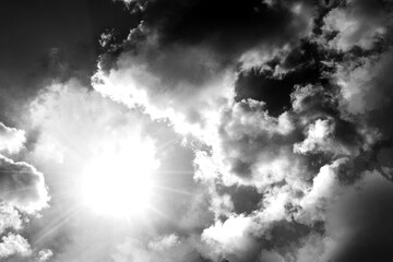 Sky with clouds. Black and white toning