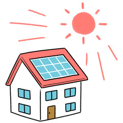 ソーラーパネルで発電するイラスト