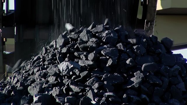 Mining Conveyor Discharging Iron Ore, Falling Rocks Close Up, Sierra Grande, Argentina - 4K