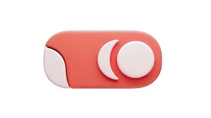 3D Rendered Toggle Switch with Moon and Sun Icons on White Background