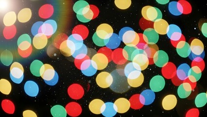 A festive and colorful abstract background of bokeh lights creating a vibrant atmosphere