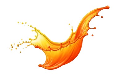 A vibrant orange liquid splash captured in mid-air with droplets flying off