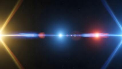 Colorful light streaks and flares create an abstract, futuristic scene in outer space