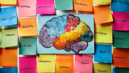 neurodiversity concept with diverse thinking styles visualized through colorful sticky notes